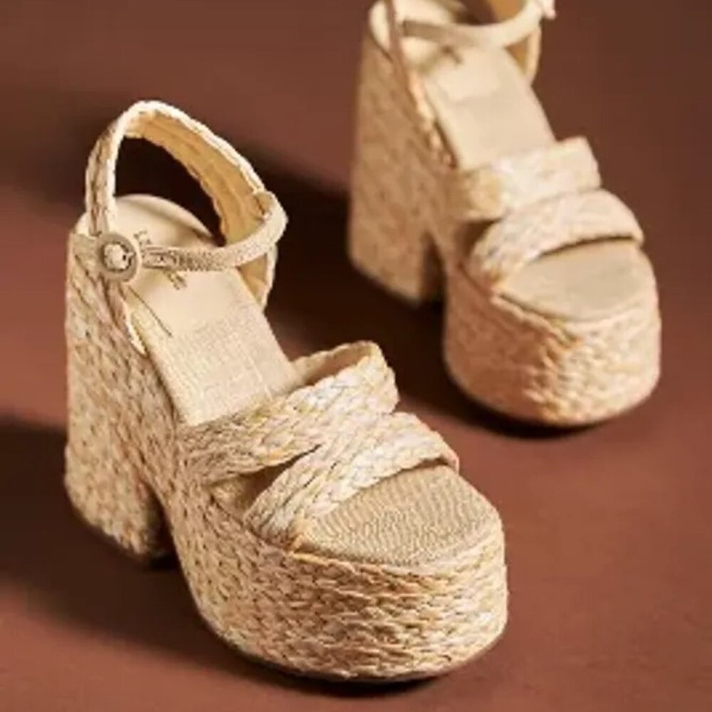 Larroude Raffia Platform Sandals - Picture 2 of 4